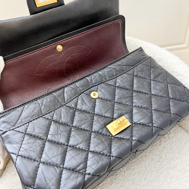 Chanel 2.55 Reissue Large 226 Flap in Black Distressed Calfskin and AGHW