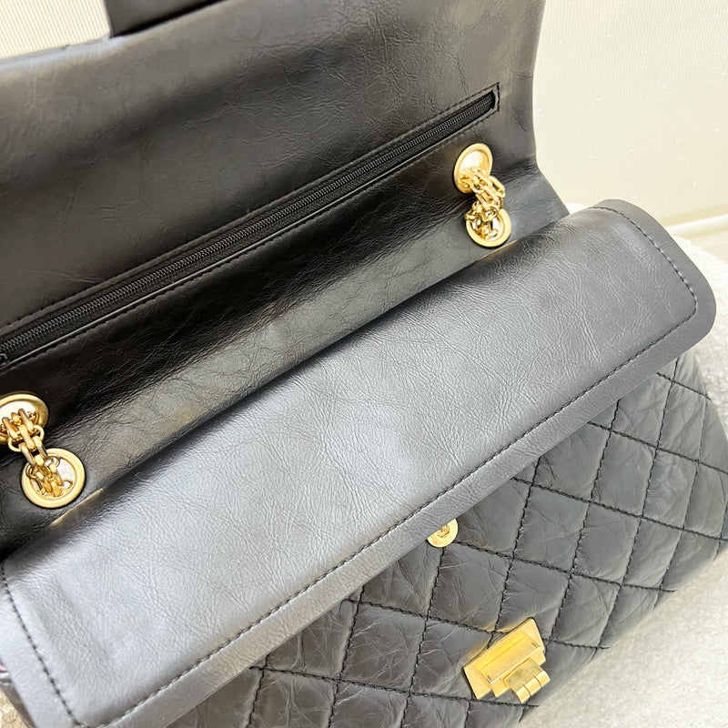 Chanel 2.55 Reissue Large 226 Flap in Black Distressed Calfskin and AGHW