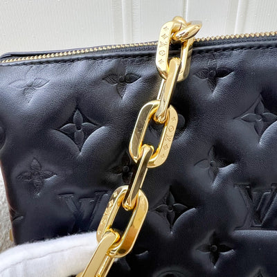 LV Coussin PM Handbag in Black Puffy Lambskin and GHW