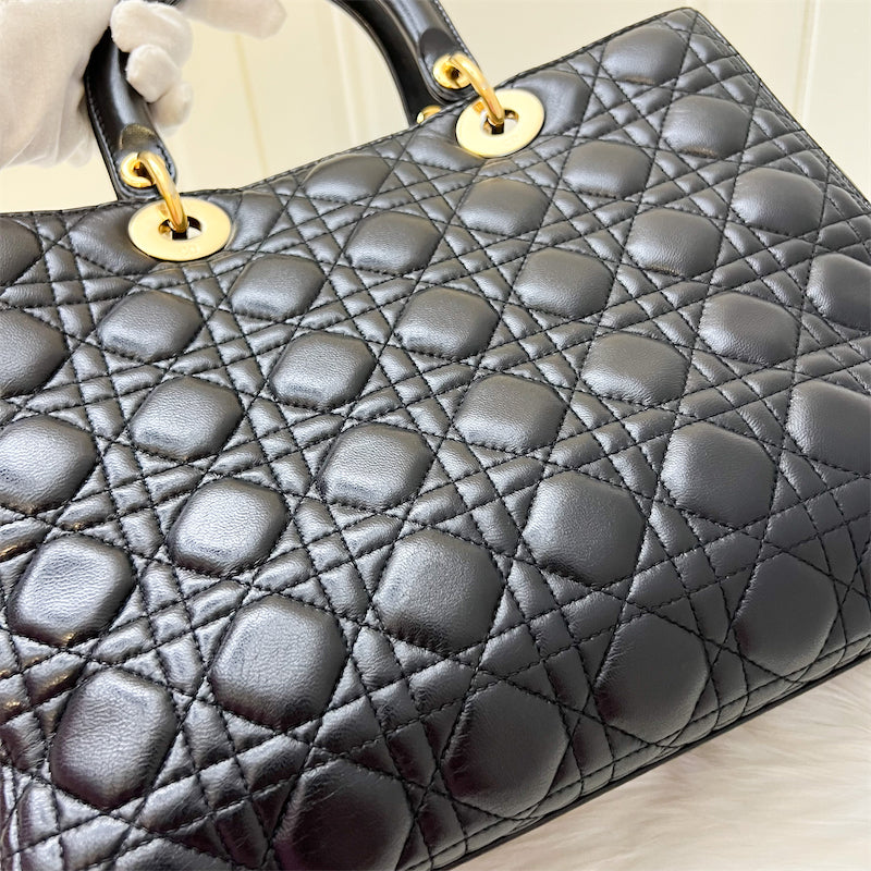 Dior Large Lady Dior in Black Lambskin and GHW