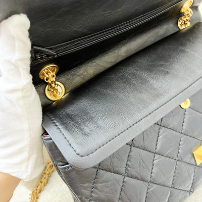 Chanel 2.55 Reissue Large 226 Flap in Black Distressed Calfskin and AGHW