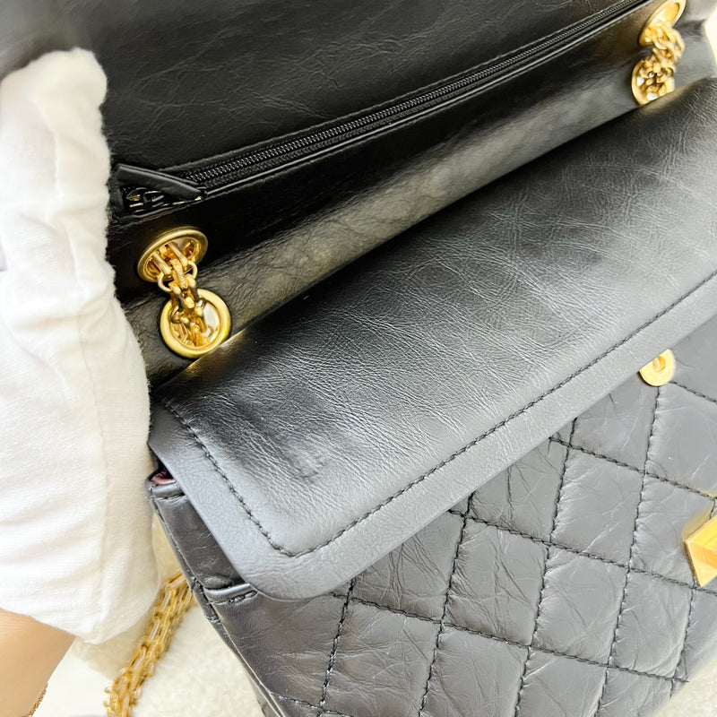 Chanel 2.55 Reissue Large 226 Flap in Black Distressed Calfskin and AGHW