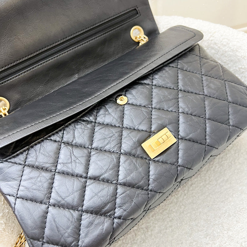 Chanel 2.55 Reissue Large 226 Flap in Black Distressed Calfskin and AGHW