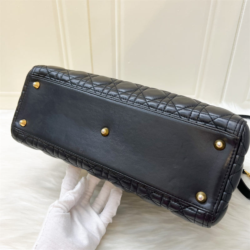 Dior Large Lady Dior in Black Lambskin and GHW