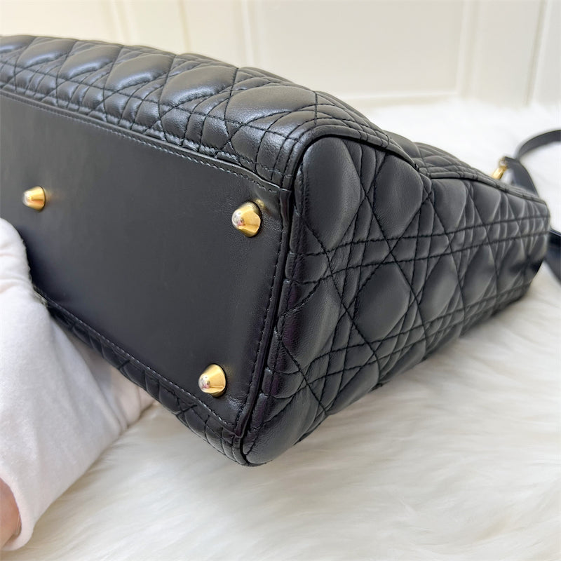 Dior Large Lady Dior in Black Lambskin and GHW