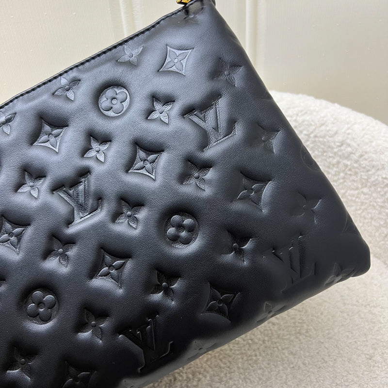 LV Coussin PM Handbag in Black Puffy Lambskin and GHW