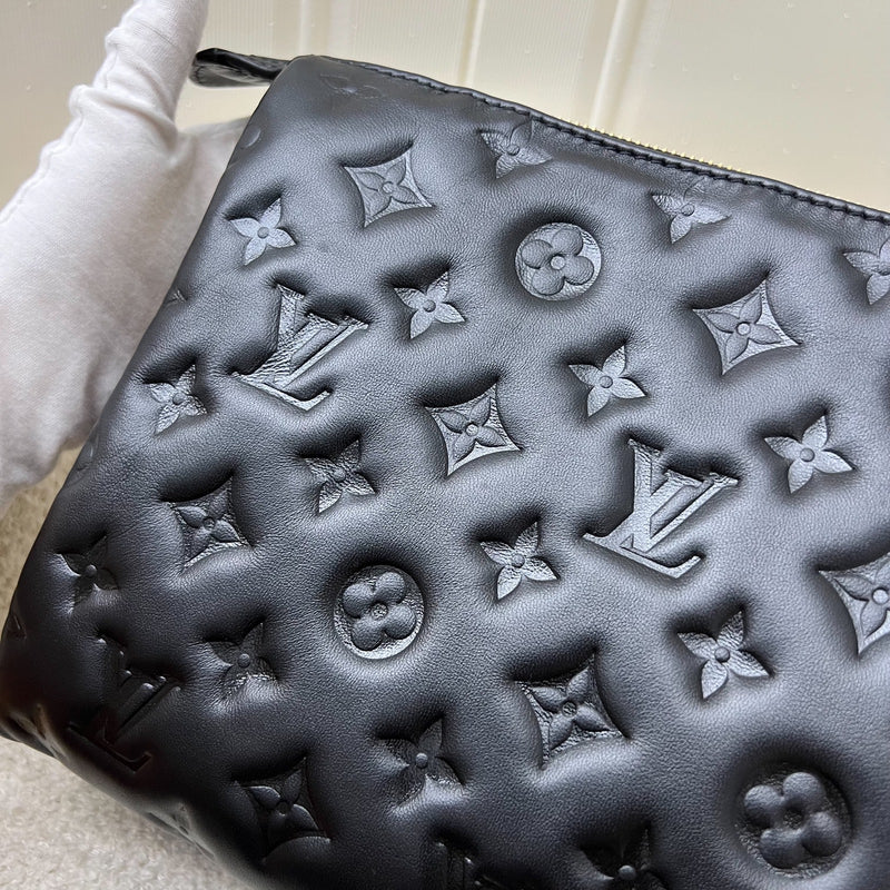 LV Coussin PM Handbag in Black Puffy Lambskin and GHW