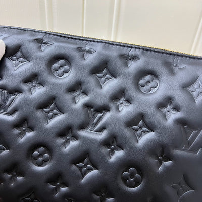 LV Coussin PM Handbag in Black Puffy Lambskin and GHW