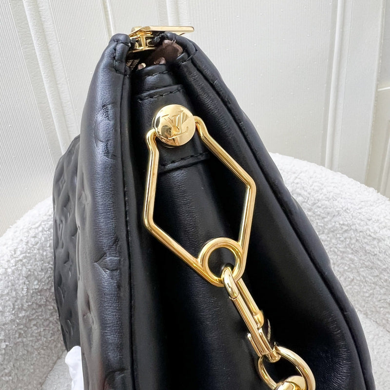 LV Coussin PM Handbag in Black Puffy Lambskin and GHW