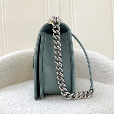 Chanel Large 28cm Boy Flap in Seafoam Green Caviar and SHW