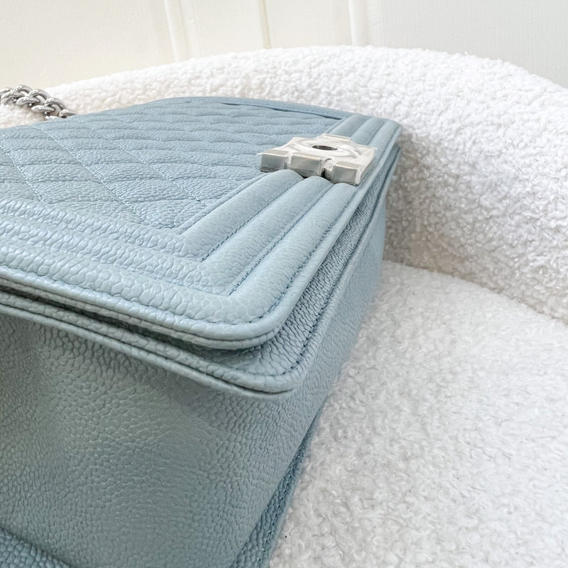 Chanel Large 28cm Boy Flap in Seafoam Green Caviar and SHW