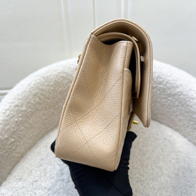 Chanel Medium Classic Flap CF in Beige Caviar and GHW (Model: A01112)