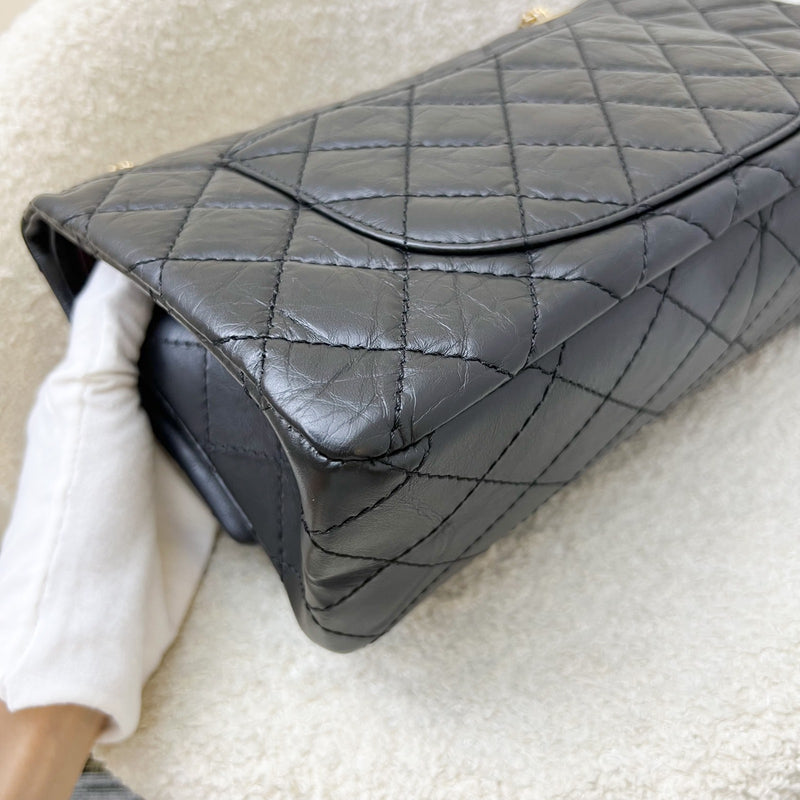 Chanel 2.55 Reissue Large 226 Flap in Black Distressed Calfskin and AGHW