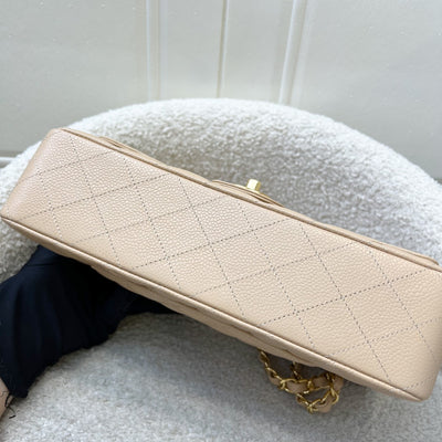 Chanel Medium Classic Flap CF in Beige Caviar and GHW (Model: A01112)