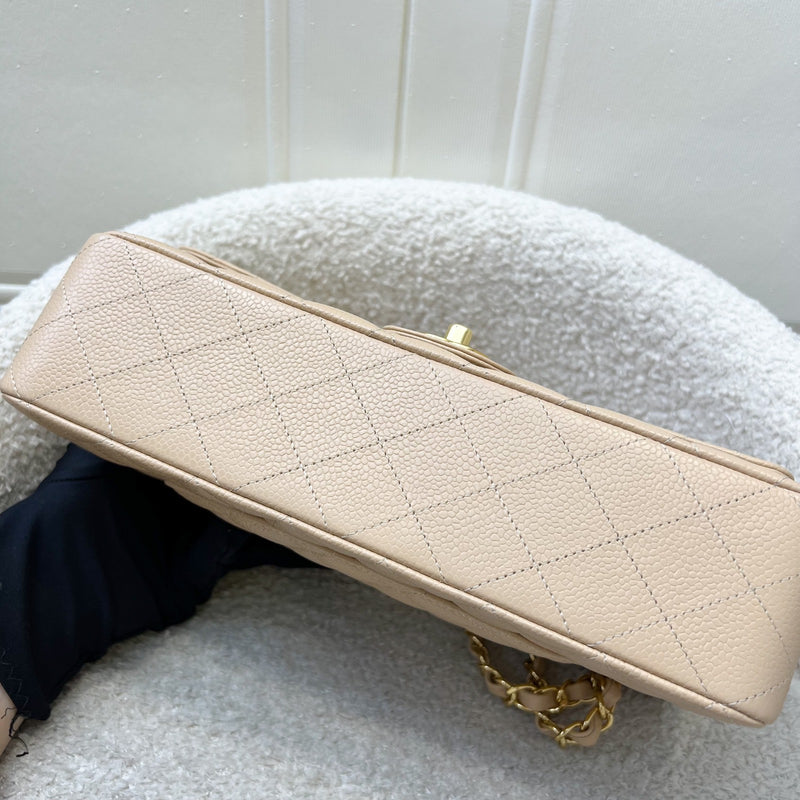 Chanel Medium Classic Flap CF in Beige Caviar and GHW (Model: A01112)