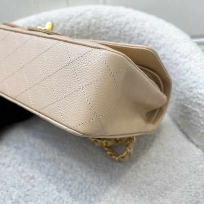 Chanel Medium Classic Flap CF in Beige Caviar and GHW (Model: A01112)