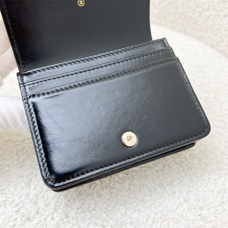 Chanel 24C Flap Card Holder in Black Shiny Calfskin and GHW