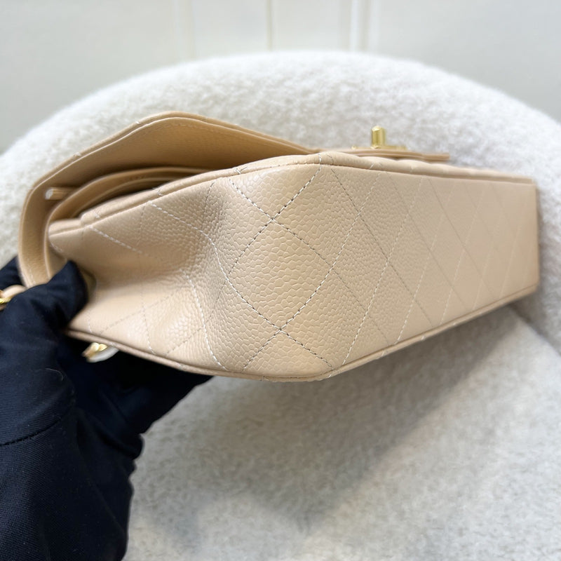 Chanel Medium Classic Flap CF in Beige Caviar and GHW (Model: A01112)