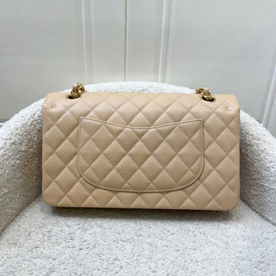 Chanel Medium Classic Flap CF in Beige Caviar and GHW (Model: A01112)