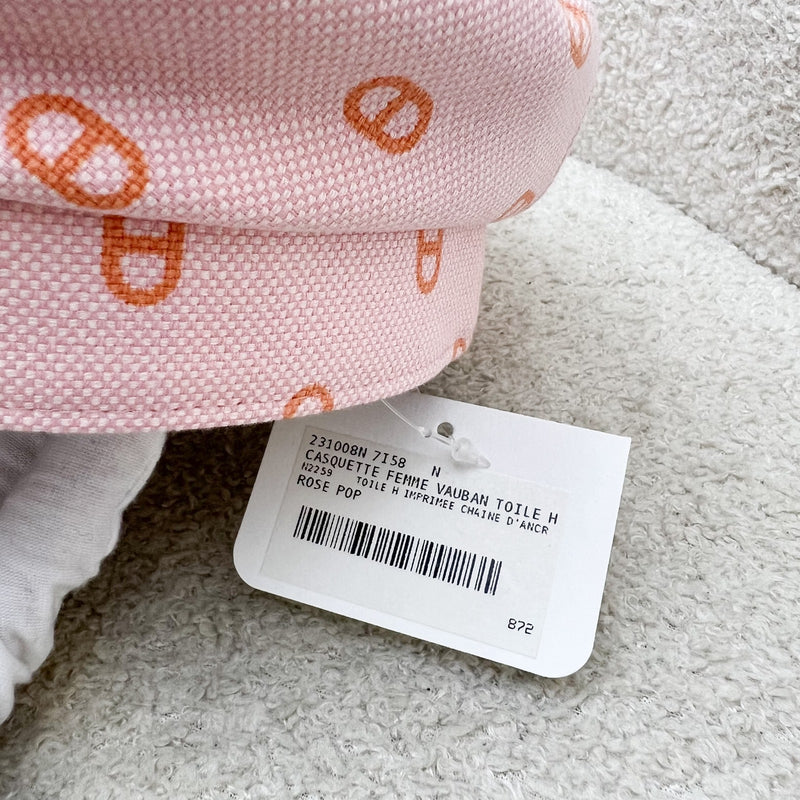 Hermes Vauban Cap (Casquette Femme Vauban Tolie) in Rose Pop Size 58