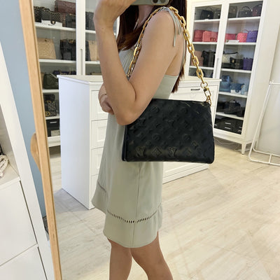 LV Coussin PM Handbag in Black Puffy Lambskin and GHW