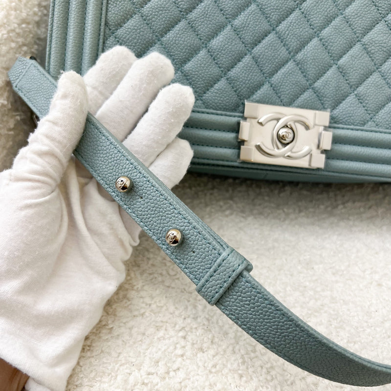 Chanel Large 28cm Boy Flap in Seafoam Green Caviar and SHW