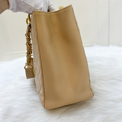 Chanel Grand Shopping Tote GST in Beige Caviar and GHW