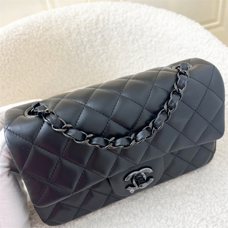 Chanel Classic Mini Rectangle in So Black Lambskin BHW