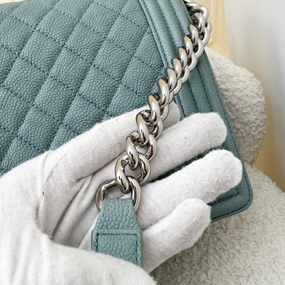 Chanel Large 28cm Boy Flap in Seafoam Green Caviar and SHW