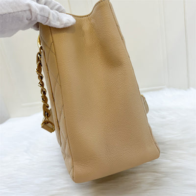 Chanel Grand Shopping Tote GST in Beige Caviar and GHW