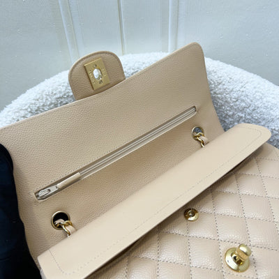 Chanel Medium Classic Flap CF in Beige Caviar and GHW (Model: A01112)
