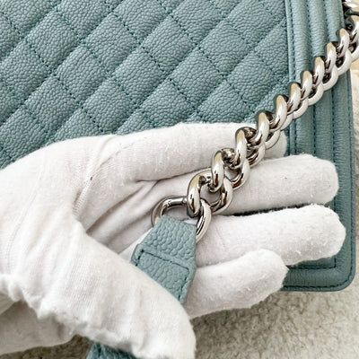 Chanel Large 28cm Boy Flap in Seafoam Green Caviar and SHW