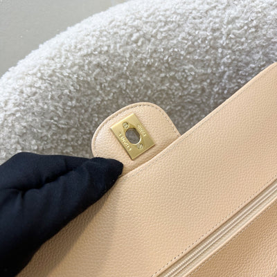 Chanel Medium Classic Flap CF in Beige Caviar and GHW (Model: A01112)