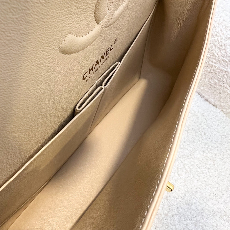 Chanel Medium Classic Flap CF in Beige Caviar and GHW (Model: A01112)