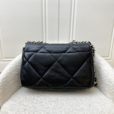 Chanel 19 Small Flap in Black Lambskin and 3-tone Hardware with Silver Turnlock (Model: AS1160)