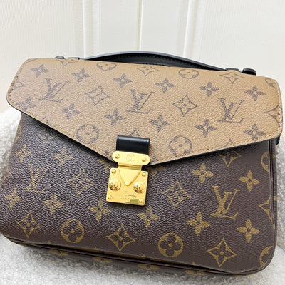 LV Pochette Metis in Reverse Monogram Canvas, Black Leather and GHW