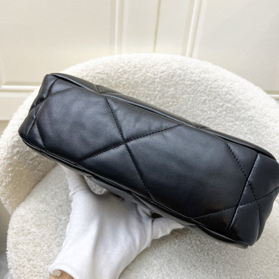 Chanel 19 Small Flap in Black Lambskin and 3-tone Hardware with Silver Turnlock (Model: AS1160)