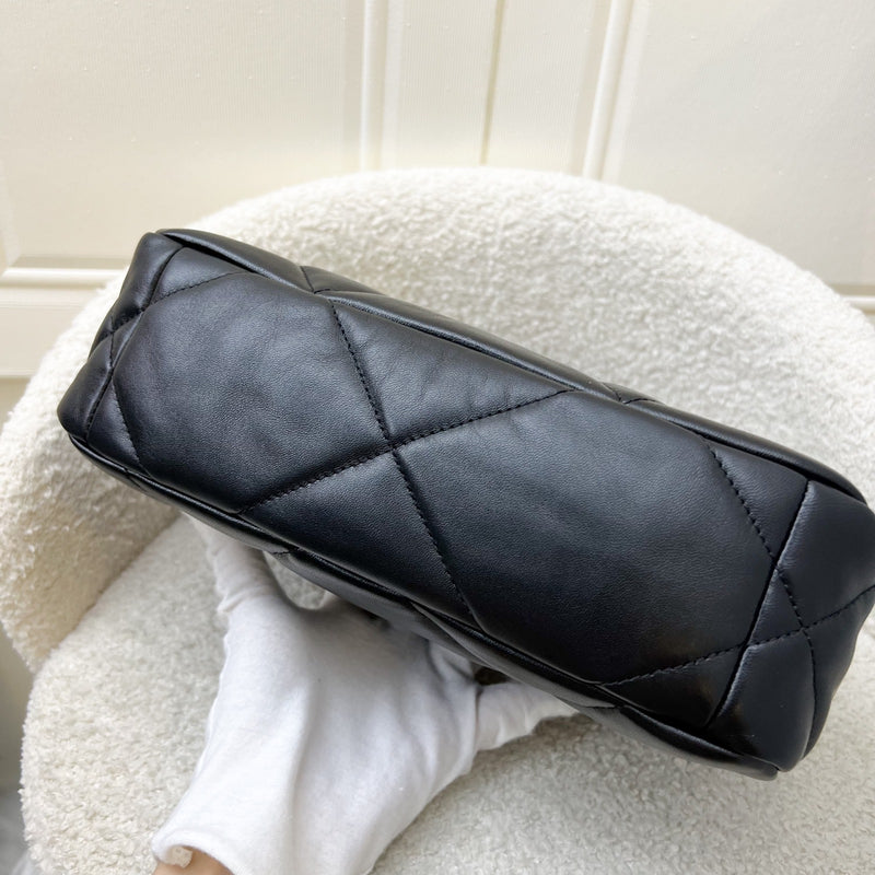 Chanel 19 Small Flap in Black Lambskin and 3-tone Hardware with Silver Turnlock (Model: AS1160)