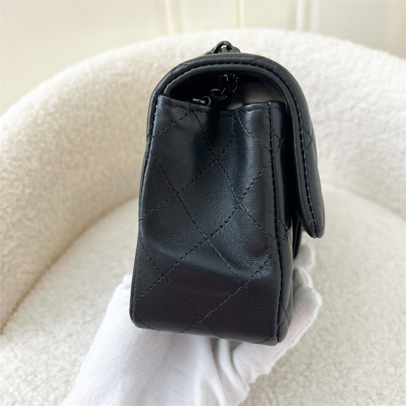 Chanel Classic Mini Rectangle in So Black Lambskin BHW