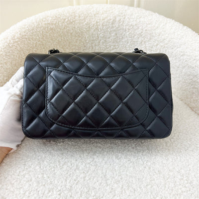 Chanel Classic Mini Rectangle in So Black Lambskin BHW