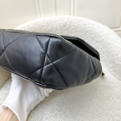 Chanel 19 Small Flap in Black Lambskin and 3-tone Hardware with Silver Turnlock (Model: AS1160)