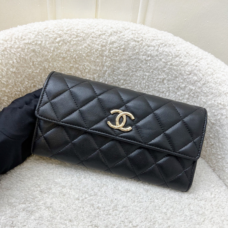 Chanel 24A Long Wallet in Black Caviar and LGHW (Model: AP3972)