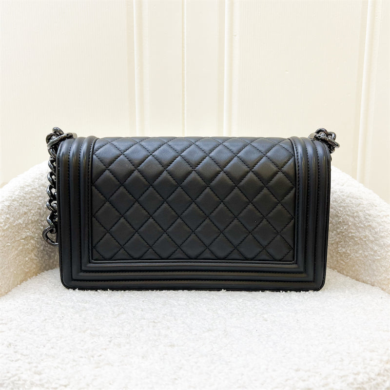 Chanel Medium 25cm So Black Boy Flap in Black Lambskin and BHW