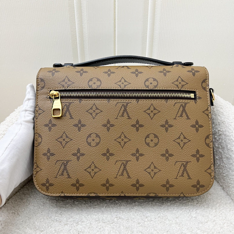 LV Pochette Metis in Reverse Monogram Canvas, Black Leather and GHW