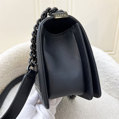 Chanel Medium 25cm So Black Boy Flap in Black Lambskin and BHW