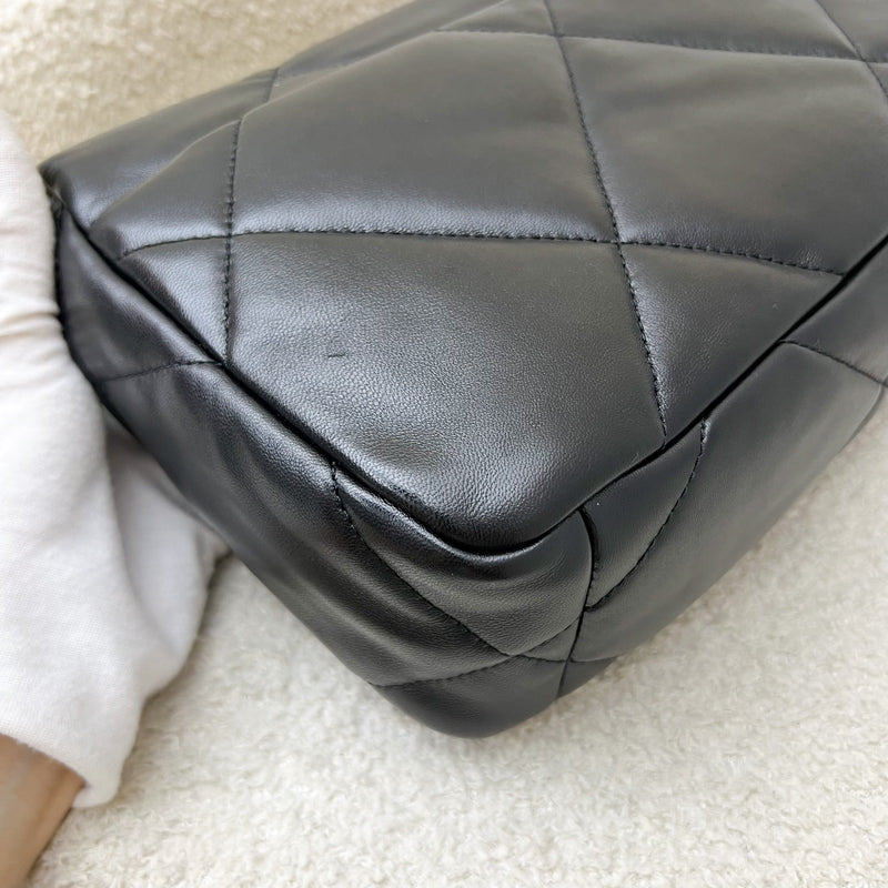 Chanel 19 Small Flap in Black Lambskin and 3-tone Hardware with Silver Turnlock (Model: AS1160)
