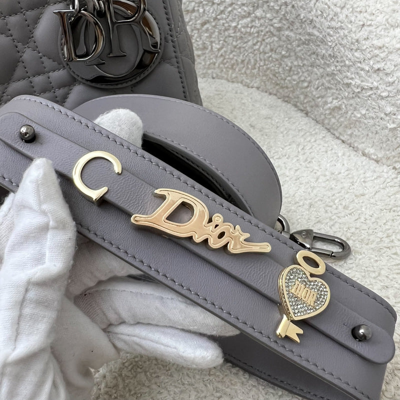 Dior Lady Dior My ABCDior Small Bag in Grey Lambskin and LGHW