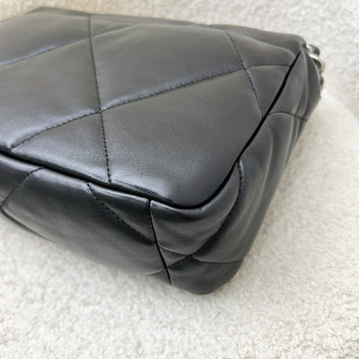Chanel 19 Small Flap in Black Lambskin and 3-tone Hardware with Silver Turnlock (Model: AS1160)