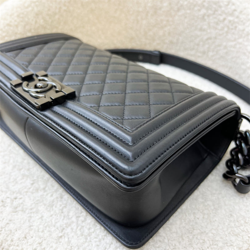 Chanel Medium 25cm So Black Boy Flap in Black Lambskin and BHW