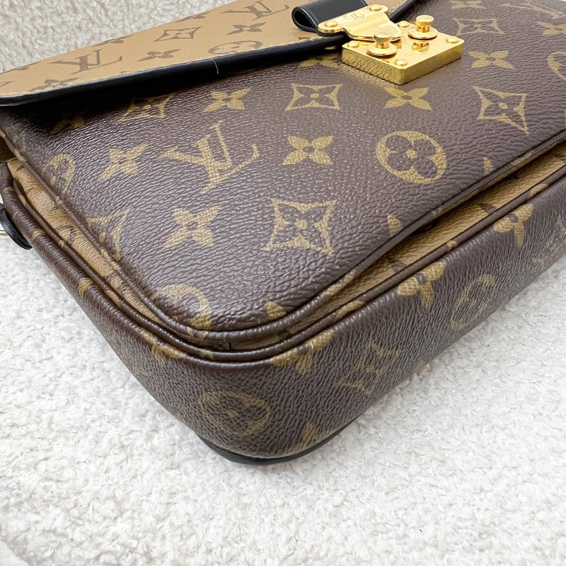 LV Pochette Metis in Reverse Monogram Canvas, Black Leather and GHW